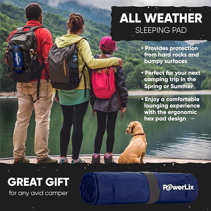 POWERLIX Ultralight Camping Sleeping Pad with Inflation Bag– Compact Lightweight Camping Pad, Outdoor Backpacking Hiking Traveling Airpad Camping Air Mattress Sleeping Mat