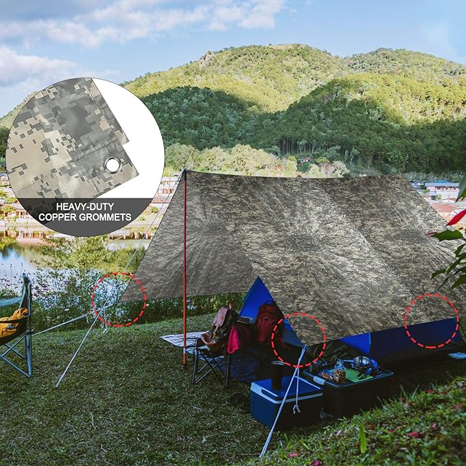 Camo Rain Poncho, Multi Use Waterproof Rain Coat