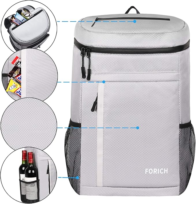 FORICH Soft Cooler Backpack Insulated Waterproof Backpack Cooler Bag Leak Proof Portable Small Cooler Backpacks to Work Lunch Travel Beach Camping Hiking Picnic Fishing Beer for Men Women