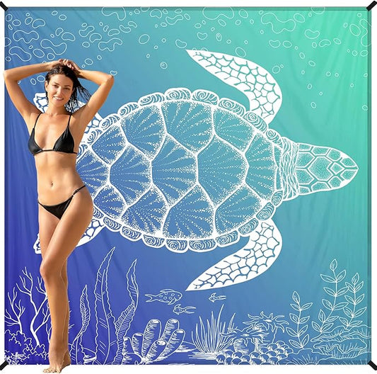 BYDOLL Beach Blanket Waterproof Sandproof 78''×81'' 1-7 Adults Oversized Lightweight Large Picnic Mat Waterproof Sandproof Blanket for Beach