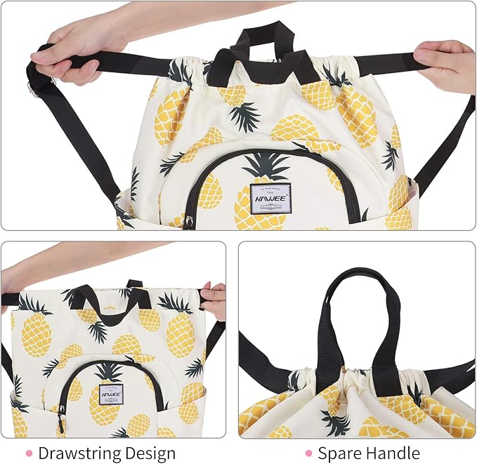 Dry Wet Drawstring Backpack with Shoe Compartment for Women Adjustable Gym Bag