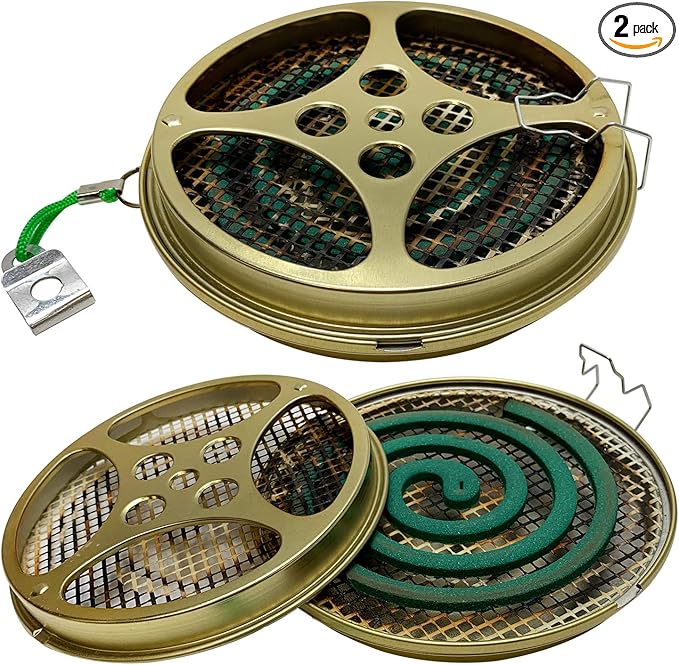 Portable Mosquito Coil Holder - Mosquito Coil & incense burner for Outdoor use, Pool side, Patio, Deck, Camping, Hiking, etc... (includes Set of 2 Holders)