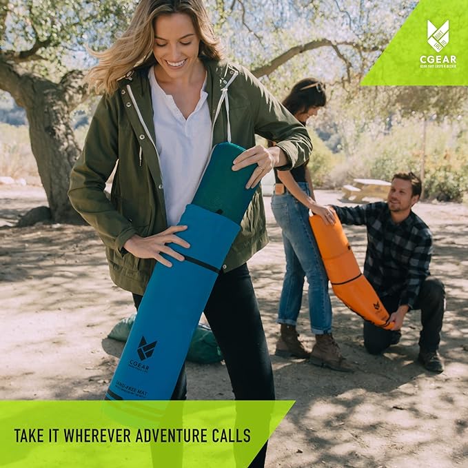 CGEAR Original Sand-Free Outdoor Rug Camping Mat - Water-Resistant & Anti-Fade Material - Military-Grade - Reversible Design - Area Rug for Beach, RV, & Picnics - Includes Travel Bag