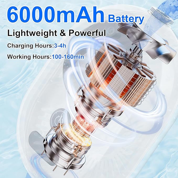 Lightweight Portable Camping Shower, 6000mAh Rechargeable Outdoor Shower Pump with 5 Pressure Modes, Filtered Shower Head, Temperature & Power Display for Hiking, Travel, Washing, Emergency