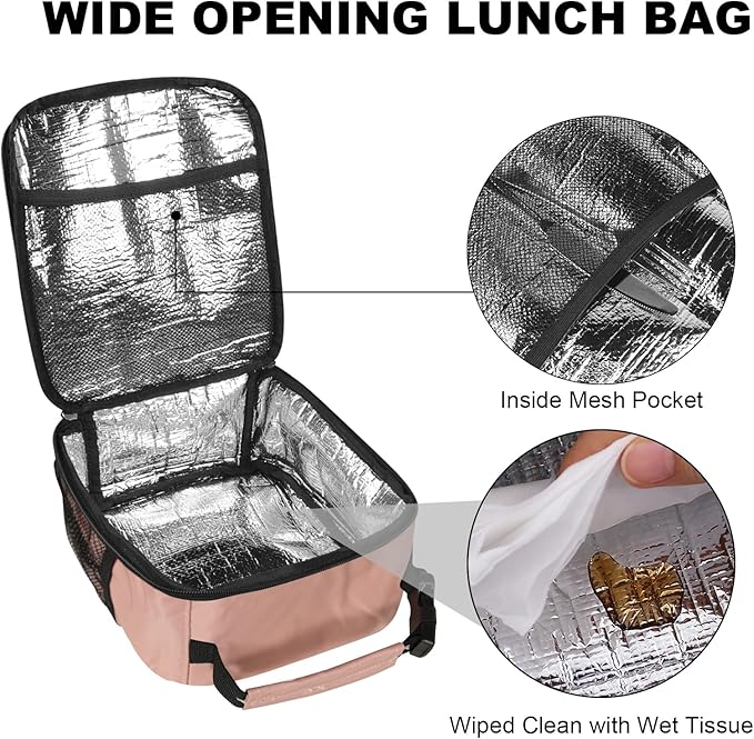 Femuar Lunch Box for Men Women Adults, Small Lunchbox for Work Picnic - Reusable Lunch bag Portable Lunch tote, Light Pink