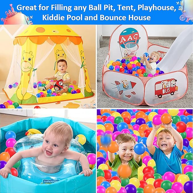Ball Pit Balls Plastic Balls for Ball Pit Phathalate Free BPA Free Plastic Balls 100pcs 2.2" Set for Toddlers for Play Tent Tunnel