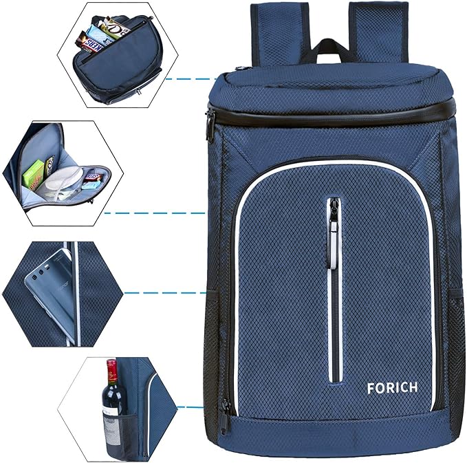 FORICH Soft Cooler Backpack Insulated Waterproof Backpack Cooler Bag Leak Proof Portable Small Cooler Backpacks to Work Lunch Travel Beach Camping Hiking Picnic Fishing Beer for Men Women