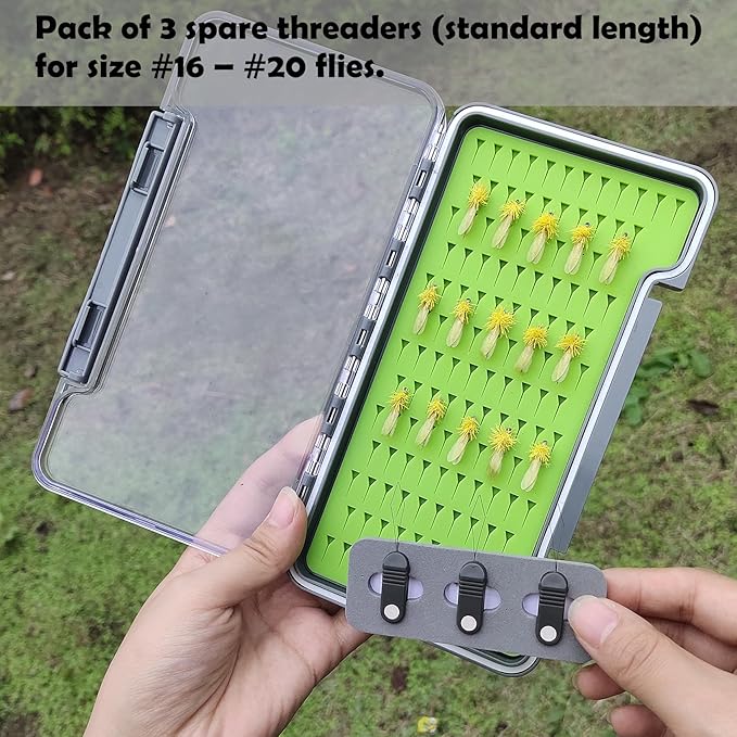 AVENTIK EUPHENG Fly Fishing Boxes Silicone Super Slim Fishing Storage Fishing Tackle Case Waterproof Pocket 7.36"X4.02"X0.63"/5.39"X3.74" X0.63'' (1PC-G048LB:7.36"X4.02"X0.63" with Hook fly threader)