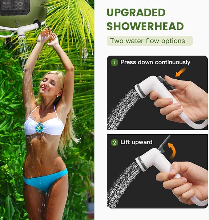 sapsisel Camping Shower Bag, 5 Gal/20L Solar Heating Camping Shower with Upgraded Hose and Shower Head,Portable Shower for Camping Hiking, Traveling