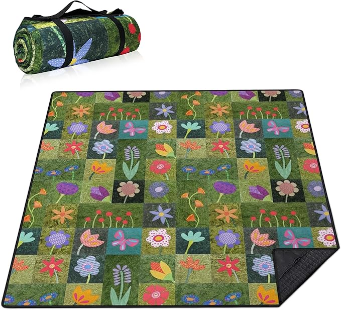 Extra Large Picnic Blankets Waterproof Foldable (80 "x 80") Beach Blanket Waterproof Sandproof,3-Layer Thicking Mat Outdoor Packable Camping Blanket