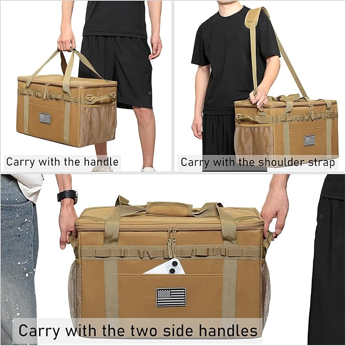 Tactical Camping Storage Bag Utility Tote Bag Camping Kitchen Organizer with Axe Holder & Shoulder Strap