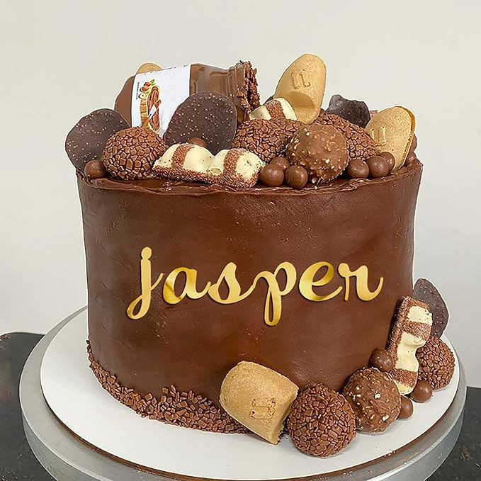 Acrylic Alphabet Cake Topper DIY Personalized Name Cupcake Toppers with A-Z Letter Mirrored Gold Picks for Custom Wedding Cake Decorations Baby Shower Happy Birthday Party Supplies (Lowercase)