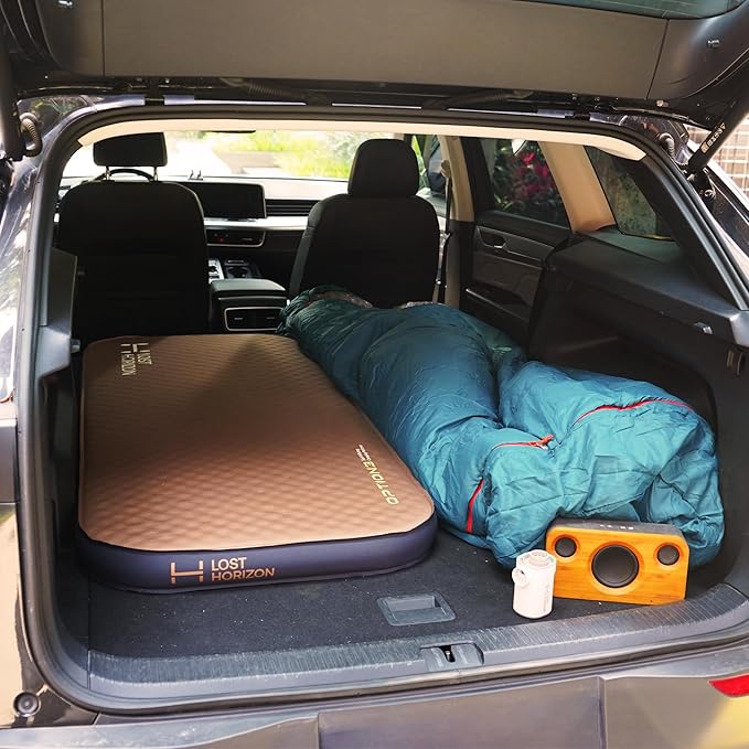 LOSTHORIZON Air & Foam Camping Mattress, Self-Inflating Sleeping Pad, 3" Thick, with Pump Sack, Slim Single