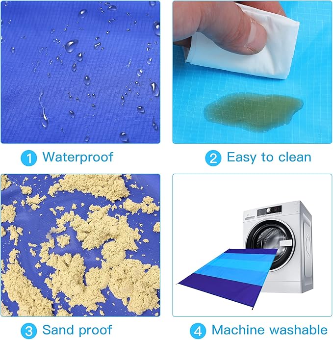 BYDOLL Beach Blanket 78''X81'' 4-7 Adults Oversized Lightweight Waterproof Sandproof Blanket for Beach Large Picnic Mat Travel Camping