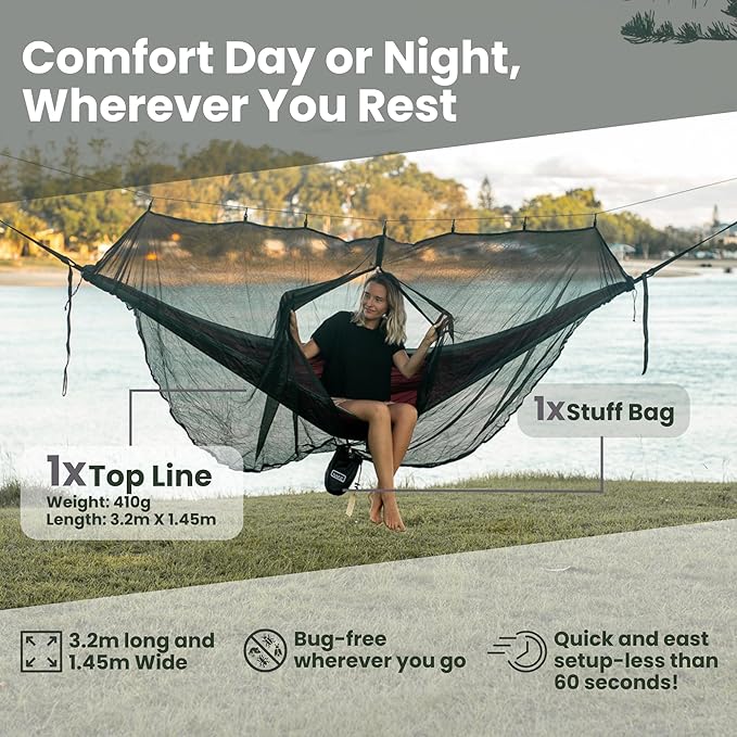 Bug Net - Eco Conscious. Compact, Light Weight Portable, Camping, Travel and Hiking, Mosquito Net, Hammock Bug Net