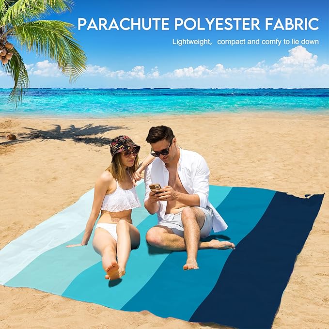 BYDOLL Beach Blanket 78''X81'' 4-7 Adults Oversized Lightweight Waterproof Sandproof Blanket for Beach Large Picnic Mat Travel Camping