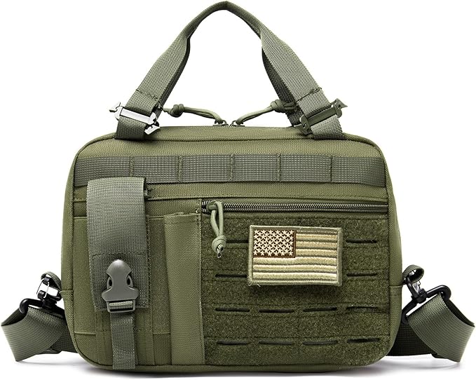 Tactical Molle Admin Pouch of Laser Cut Design,Medical EMT Organizer with Phone Pouch,EDC EMT Pack IFAK Tool Holder with US Patch (Large Green Include Accessories)