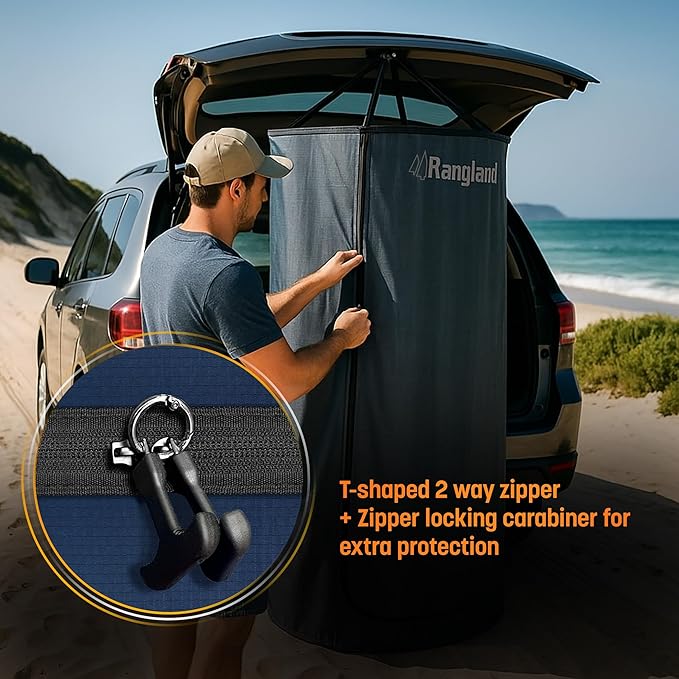 Instant Changing Tent for SUV Trunk, Easy Pop-Up Privacy Shelter with Liftgate Suction Pod - Portable Dressing Room for Beach, Outdoor Camping Shower, Toilet (Carry-Bag Included), Blue