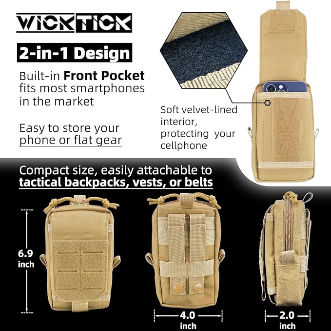 Tactical EDC Pouch, Molle Utility Pouch Gadget Organizer Holder Bag Phone Holster Waist Pack Admin Pouch Tool Pocket for Outdoor Activities, Attached to Backpack/Vest/Belt