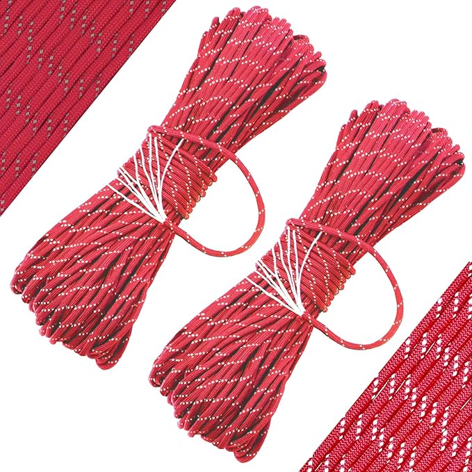 550 Reflective Paracord 100% Nylon 50' 2.5mm 100' 4mm 550 para Cord for Outdoor Emergency Tactical Survival Camping Hiking Bracelet