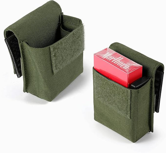 2 Pack Tactical Pouches, Molle EDC Compact Pouch Small Utility Pouch Accessories Battery Cigarette Case Card Holder Lighter Slot Mini Cigar Belt Waist Pack