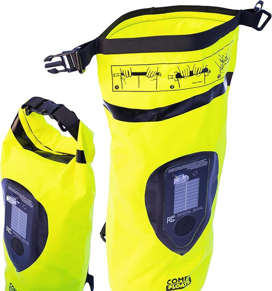 COMFY FLOATS Waterproof Dry Bag with Solar Bluetooth Speaker - 10L Roll Top Dry Sack Keeps Gear Dry for Men Women Kayaking, Beach, Rafting, Boating, Hiking, Camping and Fishing