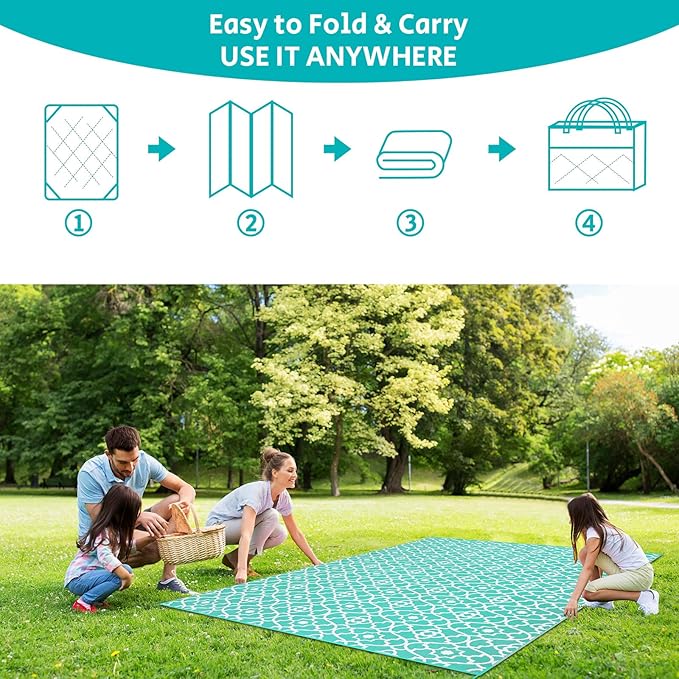 HEBE Outdoor Rug 9'x12' for Patios Waterproof Clearance Reversible Patio Mat Plastic Straw Rug RV Camping Mat Outside Area Rug Carpet for Camping RV,Porch,Deck,Balcony,Camper,Backyard