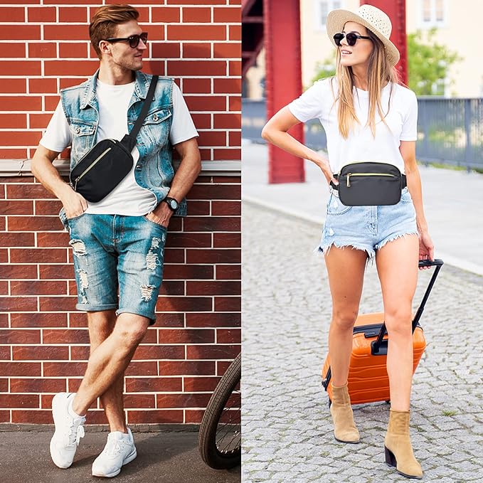 Fanny Packs for Women Men Fashion Plus Size Waist Pack Belt Bag Fanny Pack for Girls Boys with 5 Pockets Adjustable Belt, Cute Bum Bag Hip Bags for Travel Disney Running