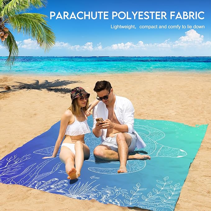 BYDOLL Beach Blanket 78''X81'' 4-7 Adults Oversized Lightweight Waterproof Sandproof Blanket for Beach Large Picnic Mat Travel Camping