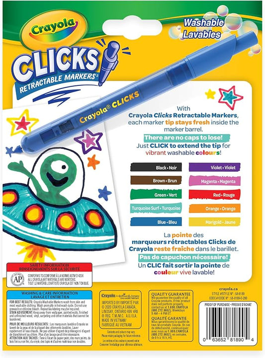 Crayola 10CT SUPERCLICKS,Retractable, Holiday Toys, Gift for Boys and Girls, Kids, Stocking, Arts and Crafts, Gifting