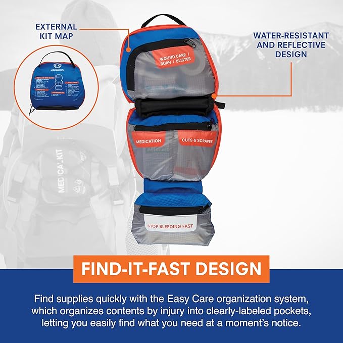 Adventure Medical Kits Mountain Series Medical Kit - Hiker - Emergency Medical First Aid Kit - For 2 People for 2 Days - Comes with a Trauma Pad, Medicine, Guide Book & More