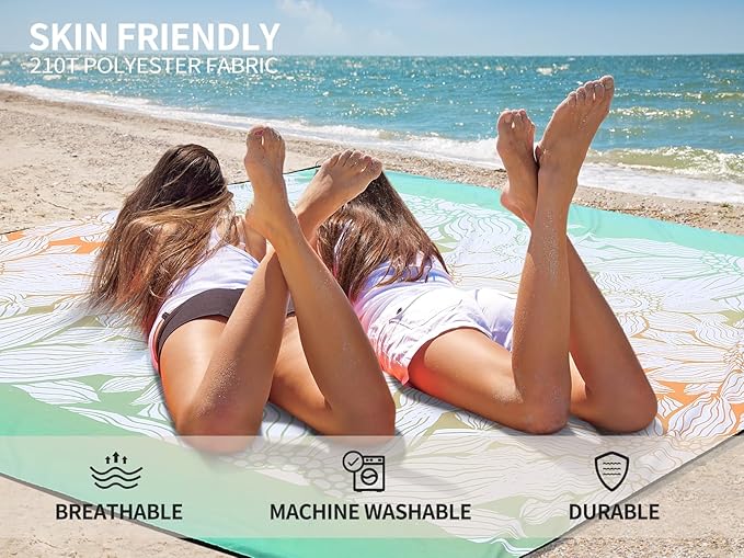 Beach Blanket Waterproof Sandproof Extra Large Beach Mat 79" X 83"/120"x108"for 1-8 Adults Quick Drying Durable Outdoor Picnic Mat for Beach Travel Camping Hiking