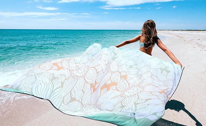 Beach Blanket Waterproof Sandproof Extra Large Beach Mat 79" X 83"/120"x108"for 1-8 Adults Quick Drying Durable Outdoor Picnic Mat for Beach Travel Camping Hiking