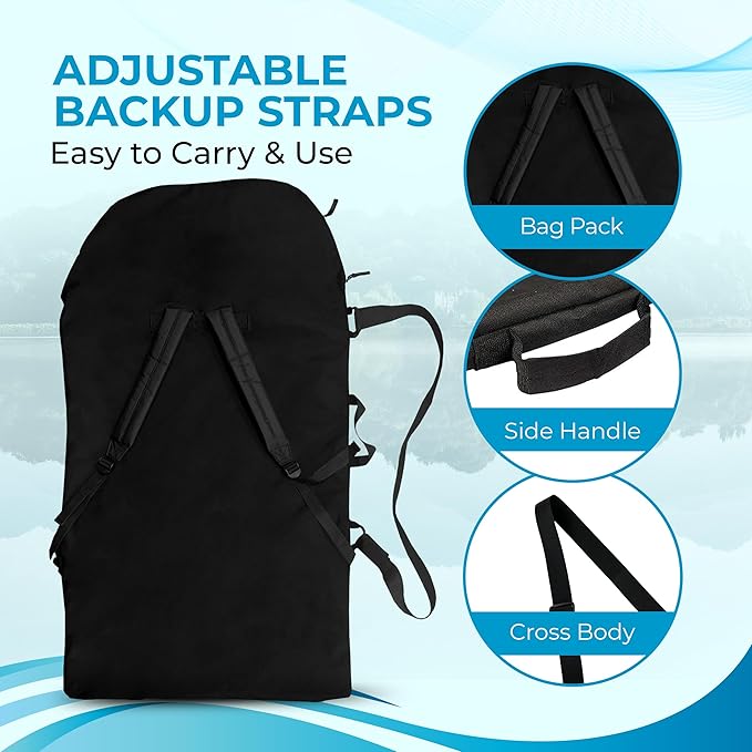 BLOCKSURF Bodyboard Bag | Holds Up to Two 42" Boards | Heavy-Duty Waterproof Design | Adjustable Backpack & Crossbody Straps | Extra Storage Pockets for Gear