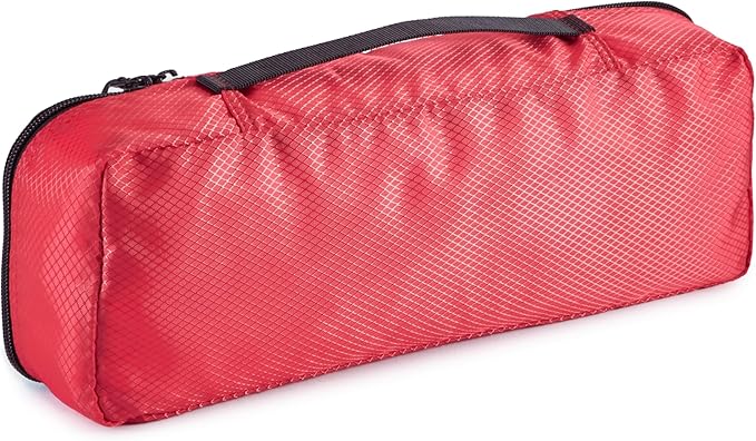 Amazon Basics Slim Packing Cubes for Travel, Packing Organizers, 4-Piece-Set With Double Zipper Pulls and Mesh Top Panel, 100% Durable Polyester, Red, 14"L x 5"W x 3"H