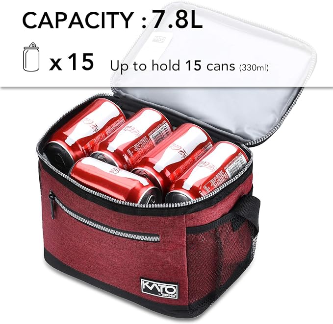 Tirrinia Insulated Lunch Box for Men/Women, Leakproof Thermal Lunch Bag for Office Picnic Work Beach Camping,Reusable Lunch Cooler Tote for Adult, Red