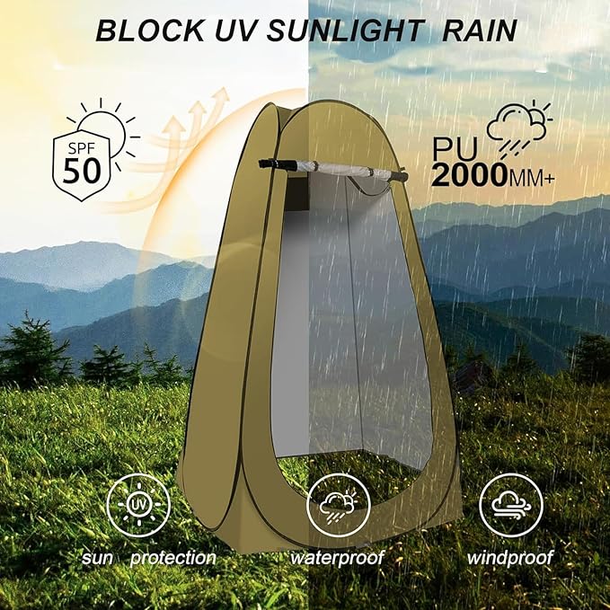 Portable Camping Toilet with Pop-Up Privacy Tent,Outdoor Portable Folding Toilet Potty for Adults,Outdoor Camping Shower Tents Changing Room Emergency Toilet Tent Kit with Carry Bag