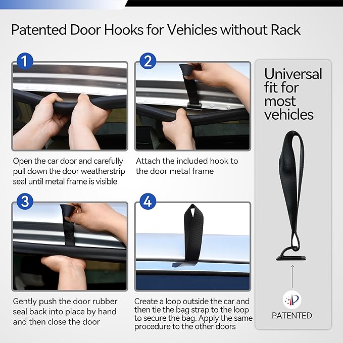 MARCHWAY Waterproof Car Roof Luggage Bag, Weatherproof Soft Shell Rooftop Cargo Carrier Bag for Vehicles with or Without Rack. 6 Door Hooks, Anti Slip Mat, Lock Included (21 Cubic Feet, Blue)