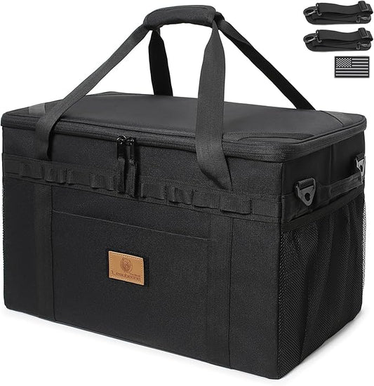 Tactical Camping Storage Bag Utility Tote Bag Camping Kitchen Organizer with Axe Holder & Shoulder Strap