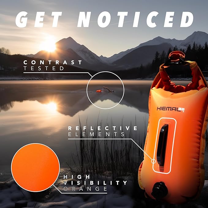 Swim Buoy for Open Water with Dry Bag 15L - Fully Waterproof Swim Bubble - Be Safe with Higher Visibility, Toughened Nylon and Rest Handle Swimming Buoy - Open Water Buoy for All Season Swimmers