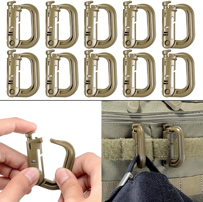 BOOSTEADY 36PCS Attachments for Tactical Backpack Vest Belt,D-Ring Grimloc Locking Gear Clip, Web Dominator Elastic Strings, Strap Management Tool Buckle,Hydration Tube Clips,Key Ring,MOLLE Bag