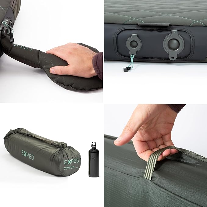 Exped LuxeMat Single LXW - Self Inflating Luxury Sleeping Mat, 4” Foam Pad, Pump Included