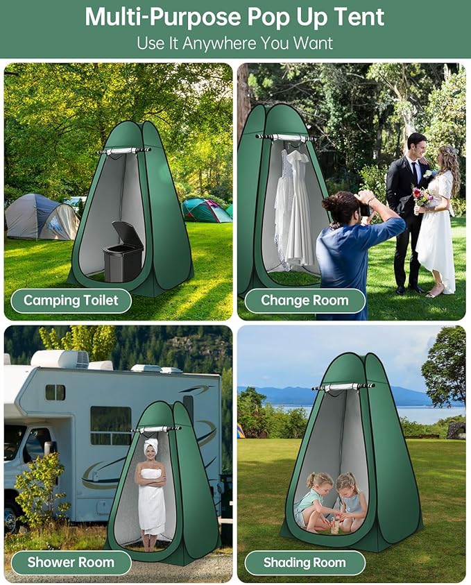 Camping Bathroom Tent and Toilet, 16.5'' XL Portable Toilet Tent for Adults Camping Toilets Portable Tent, Pop Up Privacy Toilet Tent for Camping