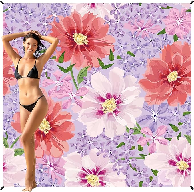 BYDOLL Beach Blanket 78''X81'' 4-7 Adults Oversized Lightweight Waterproof Sandproof Blanket for Beach Large Picnic Mat Travel Camping