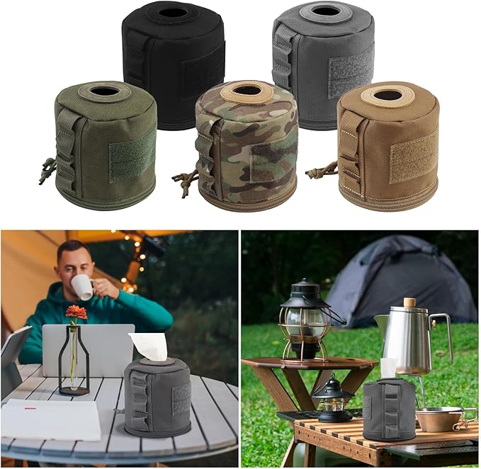 AOUTACC Tactical Roll Paper Storage Bag,Toilet Roll Paper Storage Holder with Molle Mounting Strap,Tissue Cover Organizer for Outdoor Camping,Hiking,Tactical Game-Grey