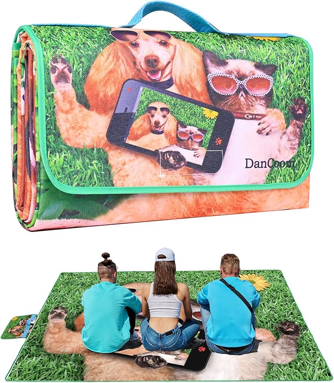 Picnic Blanket, Foldable Waterproof Sand Mat, Extra Large Picnic Blanket Outdoor Picnic Mat Beach Blanket for Park Grass Camping Hiking Travel Family Concerts