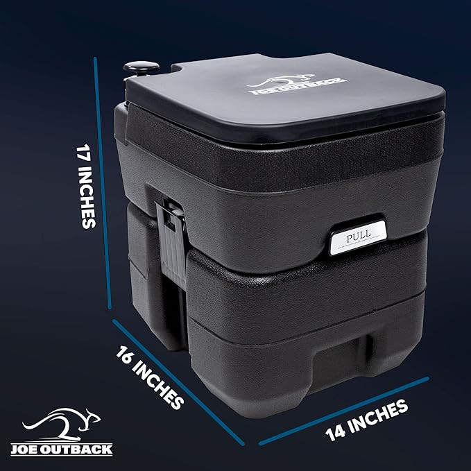 Camping Toilet w/Privacy Tent – 2.5 Gallon Fresh Water Camp Toilet for up to 50 Clean Flushes – Odorless & Heat Resistant Portable Camping Toilet – PE Camping Potty w/ 5.3 Gallon Waste Tank