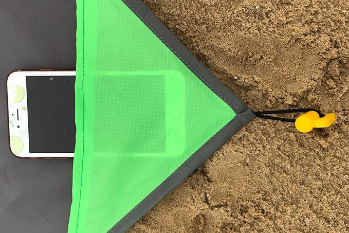 Outdoor Blanket (71" x 55") -Compact, Lightweight, Sand Proof Pocket Blanket Best Mat for The Beach, Hiking, Travel, Camping, Festivals with Pockets, Loops, Stakes, Carabiner