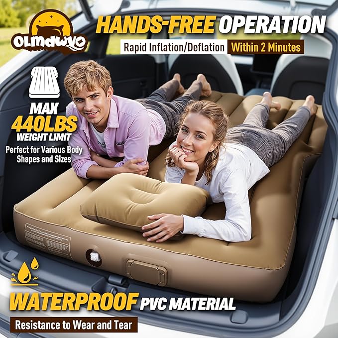 Camping Air Mattress for Tesla Model Y (Max 440lbs), Self-Inflating Car Sleeping Pad with Wireless Charging Air Pump, 7.88” Thick, Portable Sleeping Mat for Tesla Model Y Accessories 2024-2021