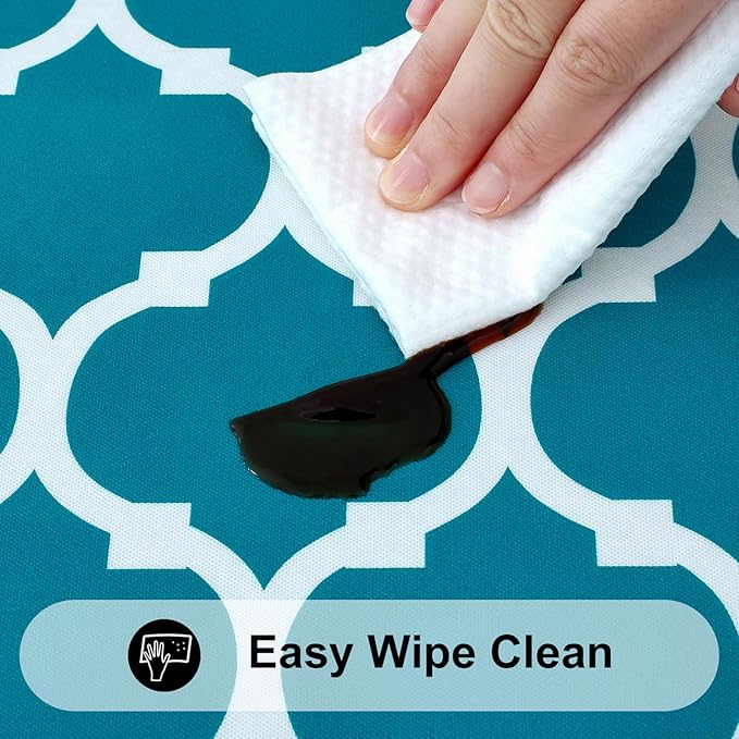 Smiry Rectangle Picnic Table Cover, Waterproof Elastic Fitted Camping Tablecloths for 6 Foot Tables, Wipeable Flannel Backed Vinyl Tablecloth Protector for Indoor, Outdoor (Turquoise, 30x72 Inches)